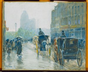 Carrozze trainate da cavalli, New York da Childe Frederick Hassam