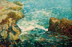 Brandung und Felsen da Childe Hassam