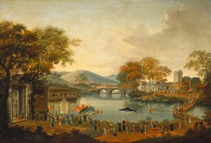 Processione vicino a un lago