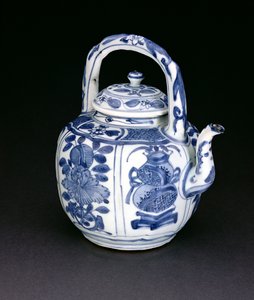 Boccale da vino kraak blu e bianco, Wanli, 1590-1610 (porcellana) da Chinese School