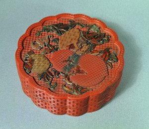 Scatola con decorazione ocra, verde e marrone, XVIII secolo da Chinese School