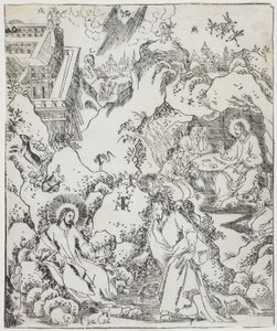 Cristo nel deserto, tavola da Tianzhu jiangsheng zhuxiang jingjie di Giulio Aleni (Una storia illustrata del Signore del Cielo che si è incarnato nella carne), Chiesa di Jinjiang, Provincia di Fujian da Chinese School