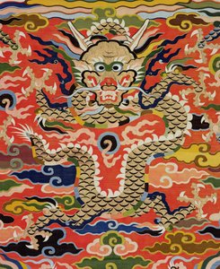 Dettaglio di un tessuto raffigurante un drago a cinque artigli, periodo Wanli, 1573-1619 (seta)