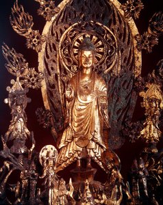 (dettaglio) di un altare dedicato a Buddha Maitreya da Chinese School