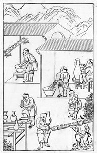 Smalti, da una serie di illustrazioni sulla fabbricazione della porcellana da Chinese School