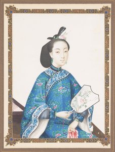 Ritratto incorniciato della moglie di Howqua, circa 1850-70