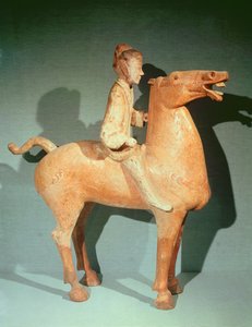 Cavaliere, da Xianyang, Shaanxi, Dinastia Han Occidentale (terracotta dipinta)