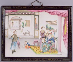 Pannello imperiale di Canton, periodo Qianlong, 1736-95 (smalto repoussé) da Chinese School
