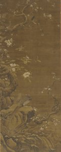 Fagiani e fiori di pruno coperti di neve, dinastia Ming o Qing, XV-XVIII secolo