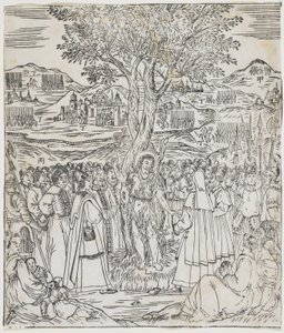San Giovanni Battista predica, tavola da Tianzhu jiangsheng zhuxiang jingjie di Giulio Aleni (Una storia illustrata del Signore del Cielo che si è incarnato nella carne), Chiesa di Jinjiang, Provincia di Fujian
