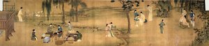 Riunione di studiosi in un giardino di bambù da Chinese School