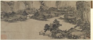Ritiro degli studiosi sul fiume, forse dinastia Qing