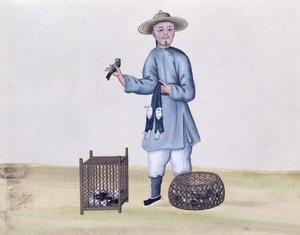 Il venditore di piccioni, da un libro sui richiami di strada di Pechino, c.1785