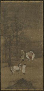 Paesaggio invernale con cavalli e stallieri, dinastia Ming o Qing
