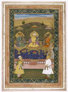 Gli imperatori Akbar, Jahangir e Shah Jahan con i loro ministri e il principe Dara Shikoh