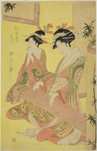 Bellezze che parodiano i sette saggi - Una selezione di giovani cortigiane (Shichi kenjin yatsushi bijin shinzo zoroe): Miyagawa del Matsubaya da Chobunsai Eishi