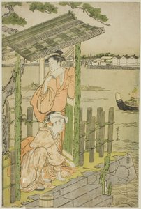 Riunione in una casa da tè sulla riva del fiume Sumida