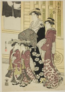 Komurasaki del Kadotamaya con le assistenti Hatsune e Utano da Chobunsai Eishi