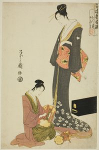 Ohana e Ofuku, dalla serie "Una selezione di intrattenitori dai quartieri del piacere (Seiro geisha sen)" da Chobunsai Eishi