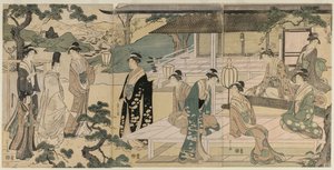 Il capitolo Matsukaze del racconto di Genji (dalla serie Il racconto di Genji in abito moderno elegante) da Chobunsai Eishi