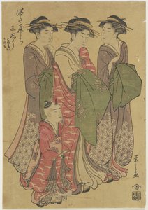 Tre cortigiane della casa Tsuataya, 1787-1798 da Chobunsai Eishi