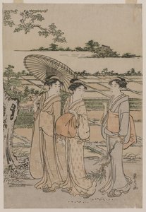 Tre Donne che Passeggiano in Campagna