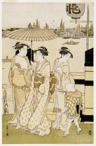 Tre donne e un ragazzo lungo il fiume Sumida, 1788-89