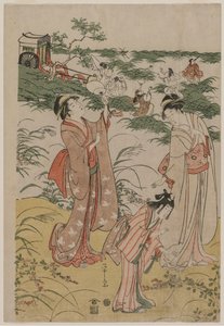 Donne che inseguono grilli su una brughiera autunnale, primi anni 1790 da Chobunsai Eishi