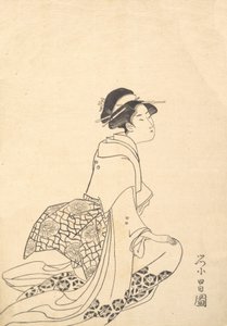Una donna inginocchiata da Chokosai Eisho