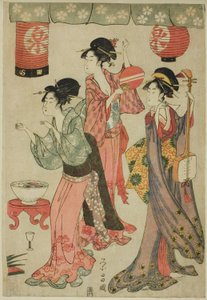 Festa in una casa da tè, da una parodia di Chushingura da Chokosai Eisho