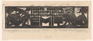 Annuncio o intestazione per la Prima Mostra Internazionale Moderna (EMIT) a Scheveningen