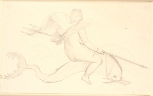 Amorino che cavalca un delfino. Motivo pompeiano