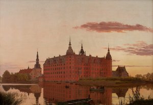 Palazzo di Frederiksborg visto da Jægerbakken. Sera.