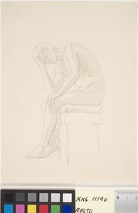 Studio di modello. Ragazzo nudo seduto