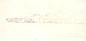 Vista della baia di Napoli da Villa Reale. Sullo sfondo il Vesuvio da Christen Købke