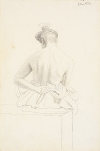 Modello femminile seduto visto da dietro