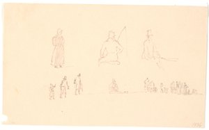 Due file di schizzi di figure da Christen Købke