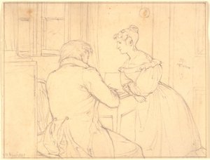 Il pittore C.D. Gebauer disegna per la signorina Margrethe Hahn da Christen Købke