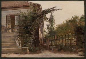 I gradini del giardino che conducono allo studio dell