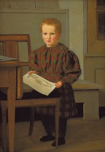 Il figlio di C.W. Eckersberg, Julius, nello studio del padre da Christen Købke