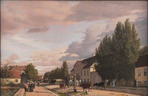 Veduta di una strada a Østerbro fuori Copenaghen. Luce del mattino da Christen Købke