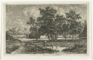 Paesaggio con fattoria tra gli alberi da Christiaan Immerzeel