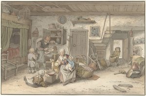 Interno con famiglia di contadini da Christiaan Josi