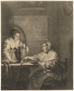 Interno con dama e cameriera alla luce delle candele da Christiaan Josi