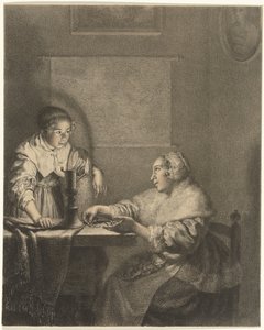 Interno con dama e domestica alla luce delle candele da Christiaan Josi