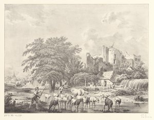 Gregge di bestiame presso le rovine del Castello Brederode da Christiaan Josi