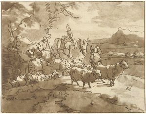 Paesaggio con pastori e bestiame da Christiaan Josi