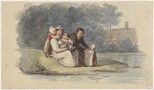 Famiglia seduta vicino all