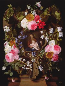Madonna col Bambino circondata da una ghirlanda di fiori