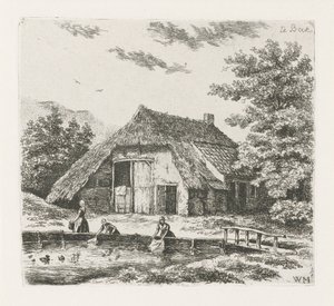 Tre donne fanno il bucato a Beek da Christiaan Wilhelmus Moorrees
